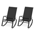 Gymax 2PC Outdoor Rocking Chairs Featuring Ergonomic Backrests and Secure Stoppers Black
