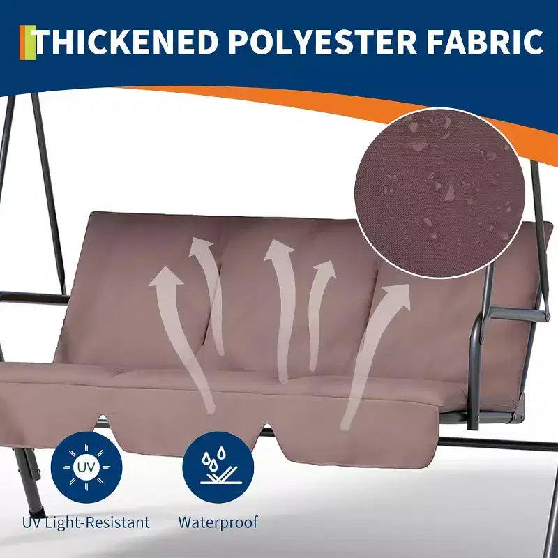 Balançoire de porche LinTimes avec support et auvent réglable, capacité de 272 kg, cadre en métal thermolaqué, tissu résistant à l'eau pour patio, jardin