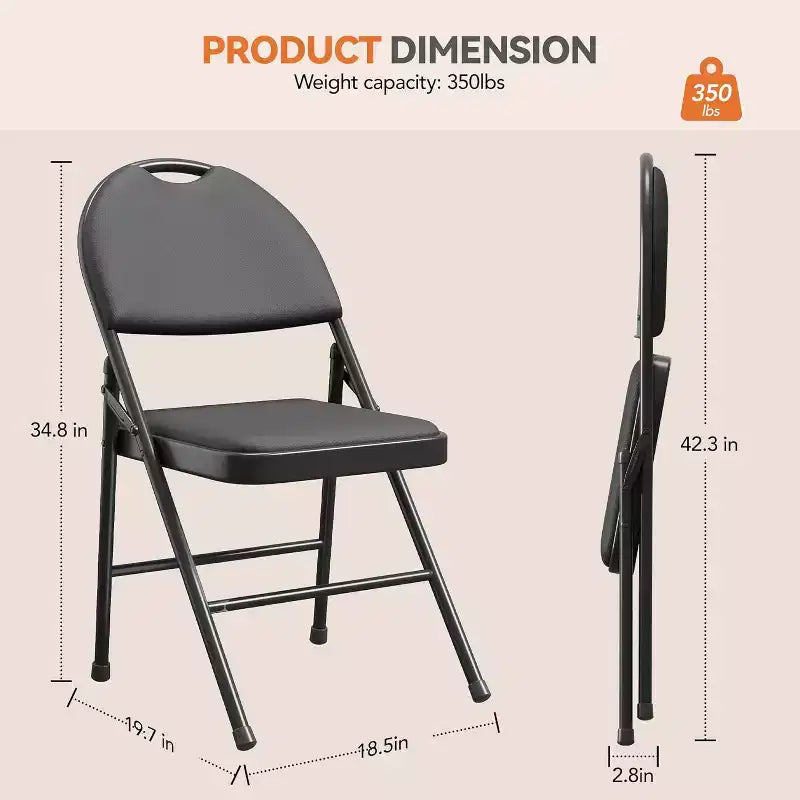 GustoWave Lot de 4 chaises pliantes pour intérieur et extérieur, chambre, restaurant, terrasse