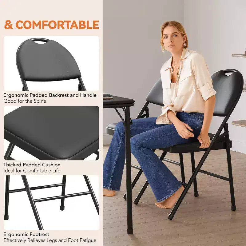 GustoWave Lot de 4 chaises pliantes pour intérieur et extérieur, chambre, restaurant, terrasse