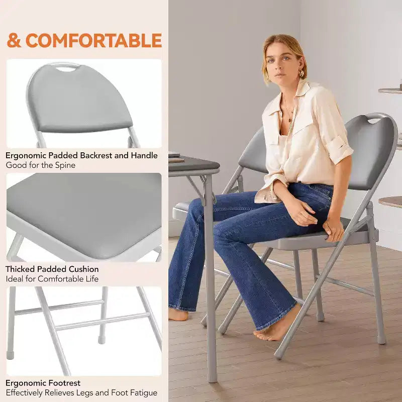 GustoWave Lot de 4 chaises pliantes pour intérieur et extérieur, chambre, restaurant, terrasse