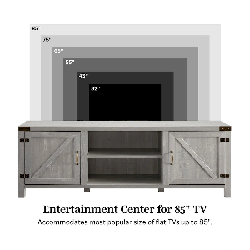 Meuble TV avec porte de grange de 70 pouces Middlebrook Firebranch