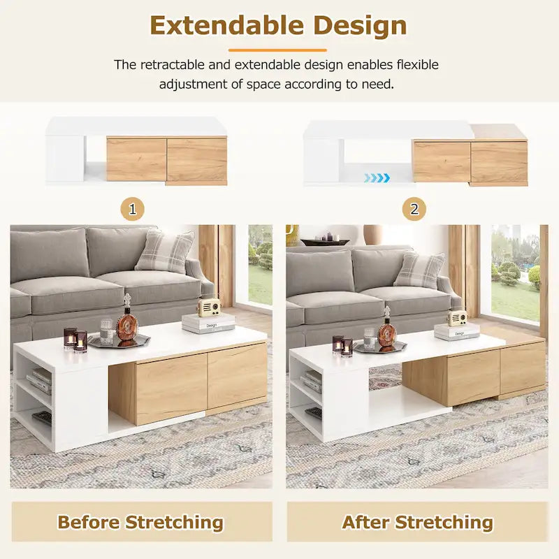Table basse multifonctionnelle avec rangement dissimulé et 2 tiroirs