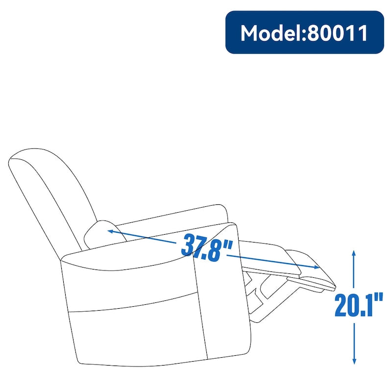 Fauteuil inclinable électrique pivotant et à bascule en cuir synthétique, mécanisme de mouvement robuste avec ports USB et Type-C