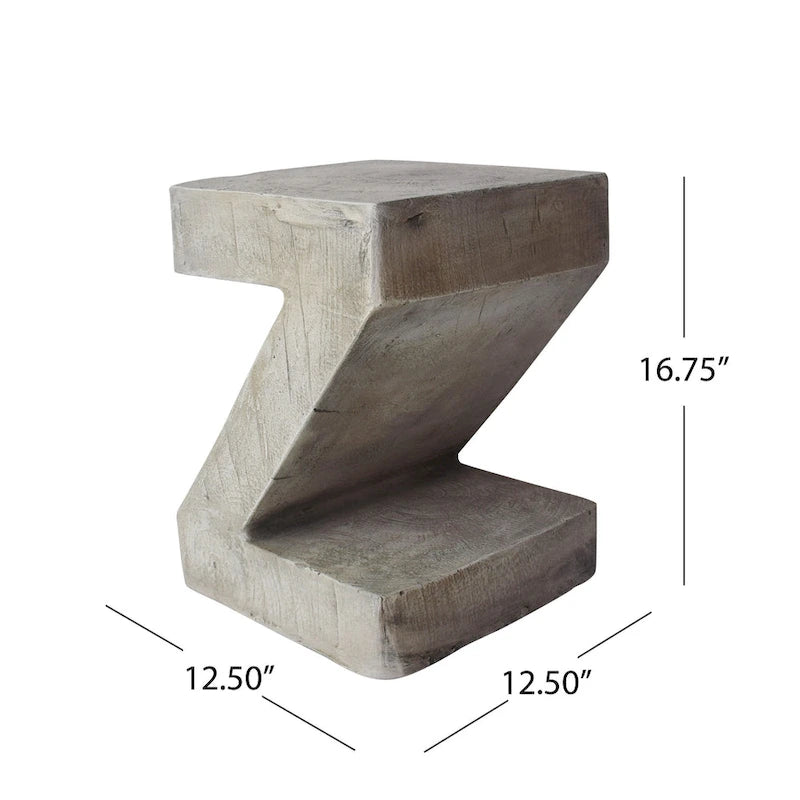 Table d'appoint en béton gris clair moderne au design sculptural