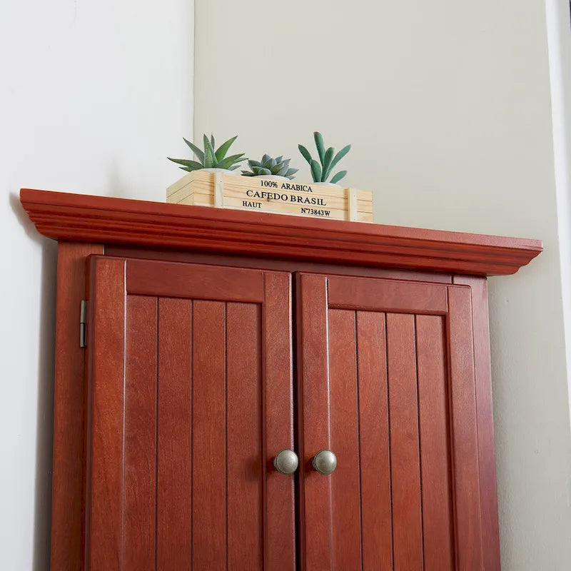 Meuble de rangement d'angle de cuisine à 4 niveaux de 72 po style ferme avec 8 portes, meuble de rangement haut et étagères réglables