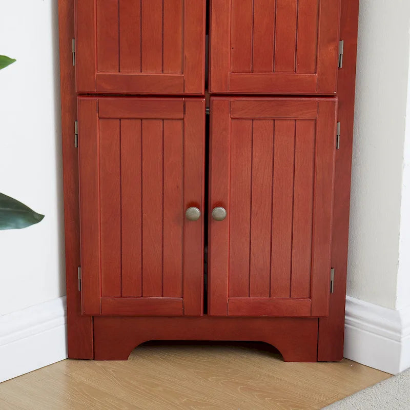Meuble de rangement d'angle de cuisine à 4 niveaux de 72 po style ferme avec 8 portes, meuble de rangement haut et étagères réglables
