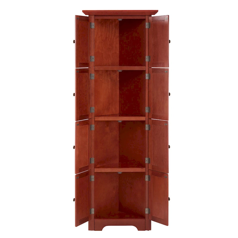 Meuble de rangement d'angle de cuisine à 4 niveaux de 72 po style ferme avec 8 portes, meuble de rangement haut et étagères réglables