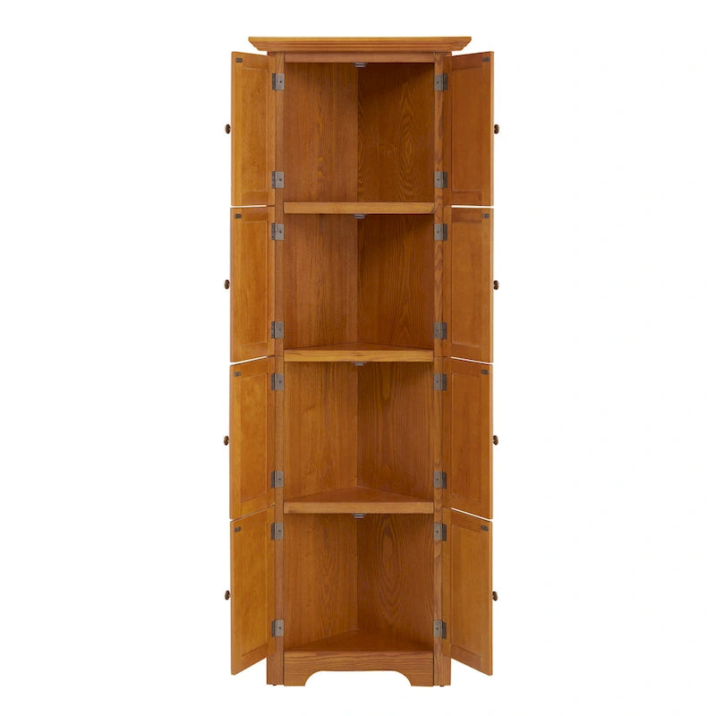 Meuble de rangement d'angle de cuisine à 4 niveaux de 72 po style ferme avec 8 portes, meuble de rangement haut et étagères réglables