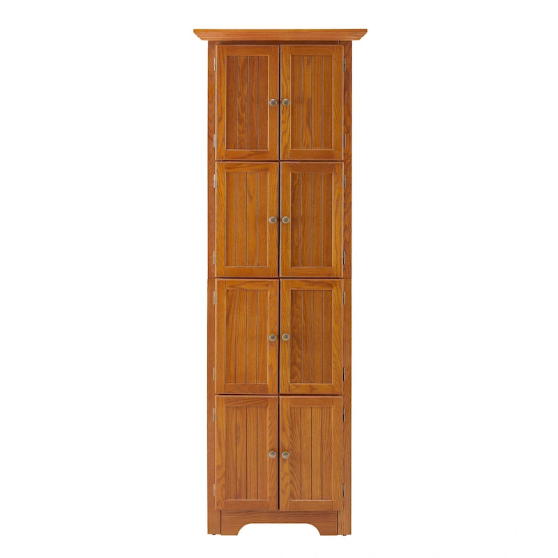 Meuble de rangement d'angle de cuisine à 4 niveaux de 72 po style ferme avec 8 portes, meuble de rangement haut et étagères réglables