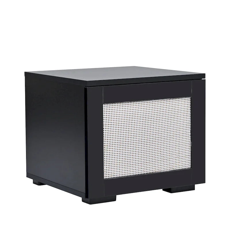 Meuble TV noir 82,6 po avec portes à ouverture par poussée et lumières DEL pour téléviseurs de 90 po