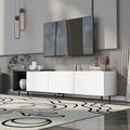 Meuble TV moderne extensible blanc avec 3 tiroirs et étagère pour téléviseurs jusqu'à 80 pouces