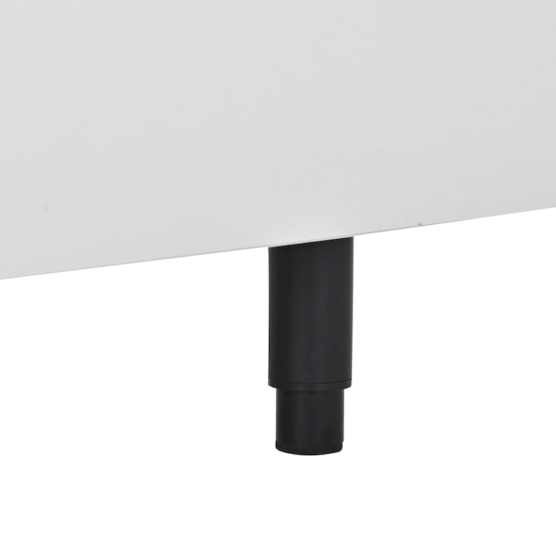 Meuble TV moderne extensible blanc avec 3 tiroirs et étagère pour téléviseurs jusqu'à 80 pouces