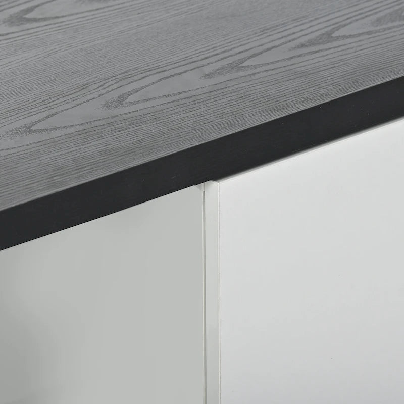 Meuble TV moderne extensible blanc avec 3 tiroirs et étagère pour téléviseurs jusqu'à 80 pouces