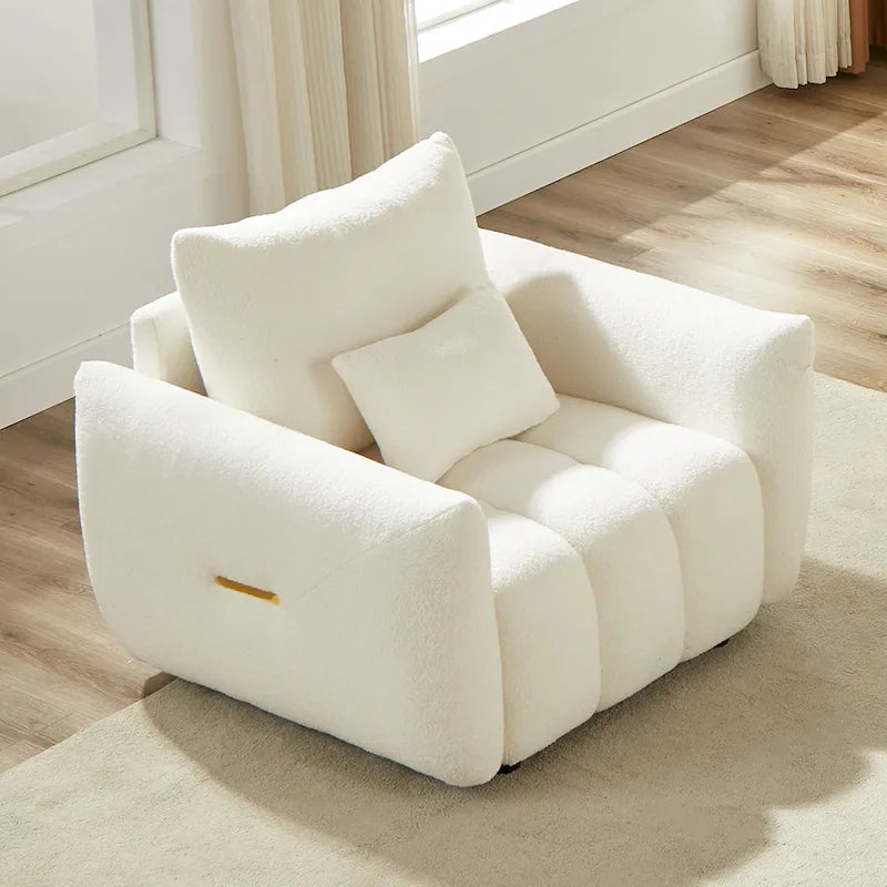 Fauteuil en tissu Teddy beige 39.7 avec pieds en plastique