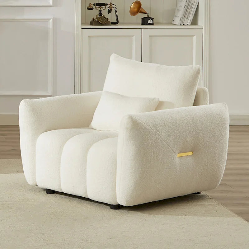 Fauteuil en tissu Teddy beige 39.7 avec pieds en plastique