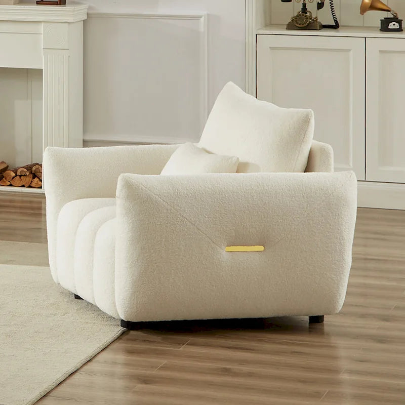 Fauteuil en tissu Teddy beige 39.7 avec pieds en plastique