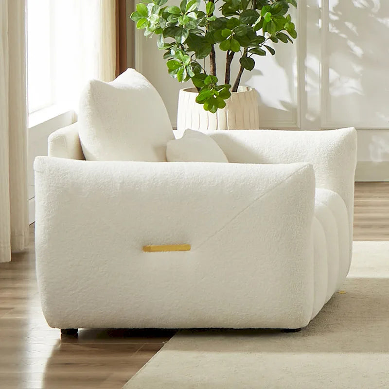 Fauteuil en tissu Teddy beige 39.7 avec pieds en plastique