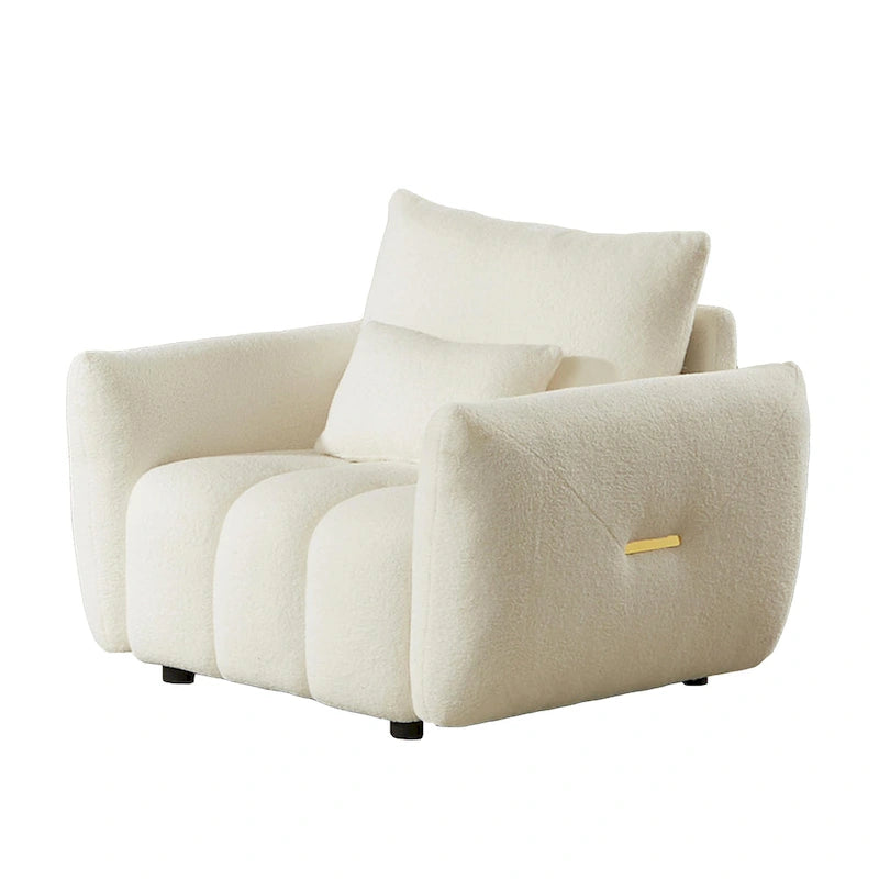 Fauteuil en tissu Teddy beige 39.7 avec pieds en plastique