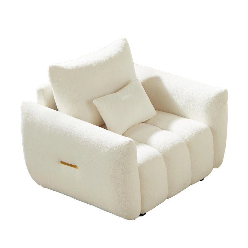 Fauteuil en tissu Teddy beige 39.7 avec pieds en plastique