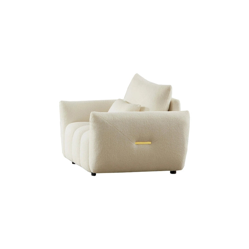 Fauteuil en tissu Teddy beige 39.7 avec pieds en plastique
