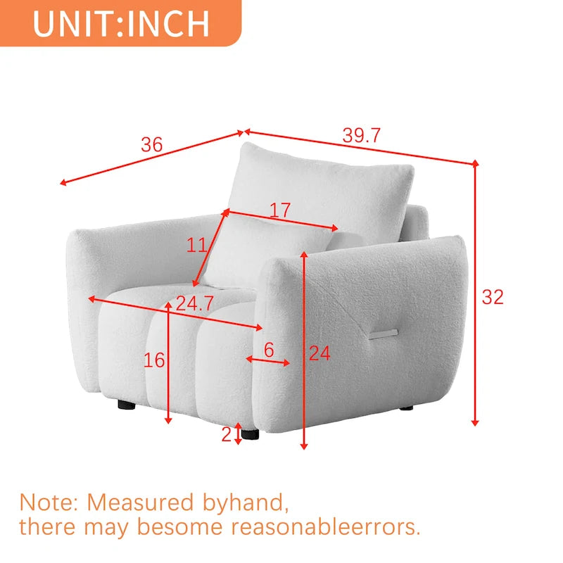 Fauteuil en tissu Teddy beige 39.7 avec pieds en plastique