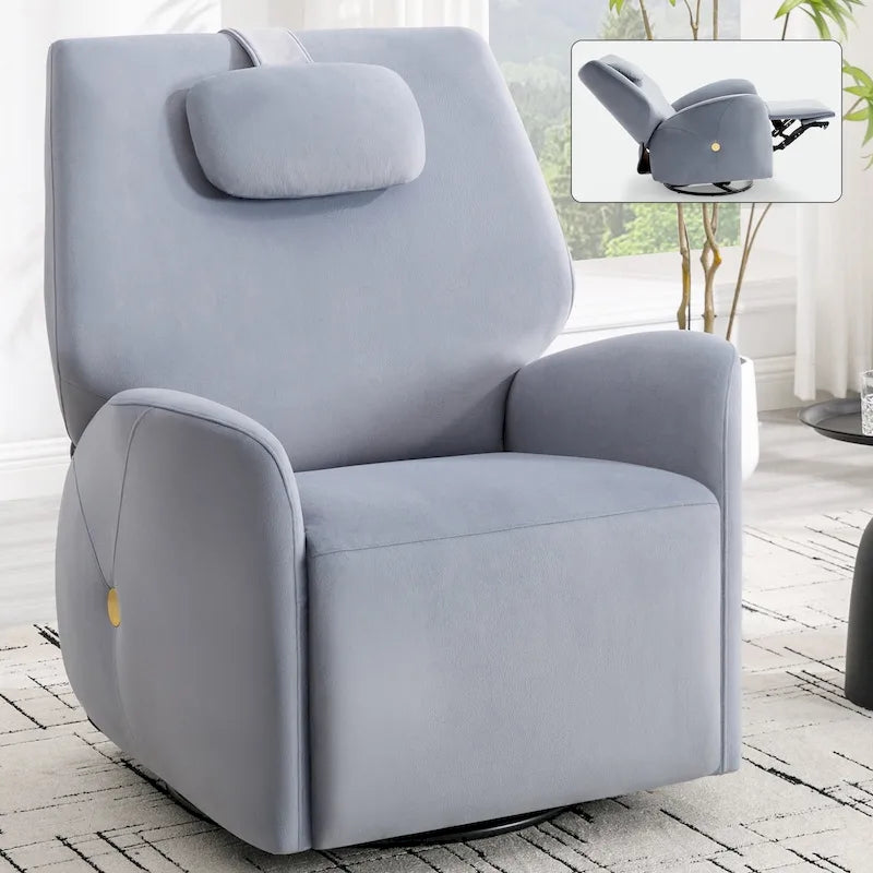 Fauteuil inclinable électrique pivotant et à bascule avec coussin de soutien lombaire et cervical, pivotement maximal de 270 degrés, ports USB et Type-C