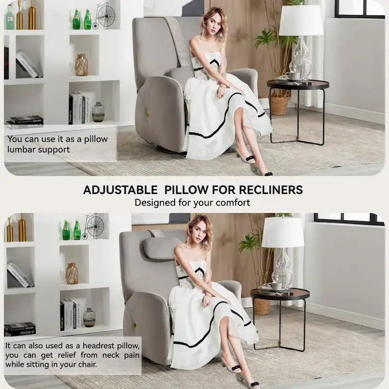 Fauteuil inclinable électrique pivotant et à bascule avec coussin de soutien lombaire et cervical, pivotement maximal de 270 degrés, ports USB et Type-C