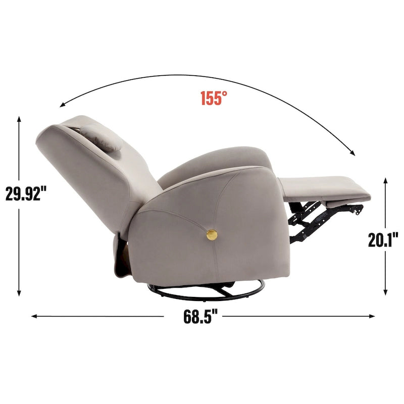 Fauteuil inclinable électrique pivotant et à bascule avec coussin de soutien lombaire et cervical, pivotement maximal de 270 degrés, ports USB et Type-C
