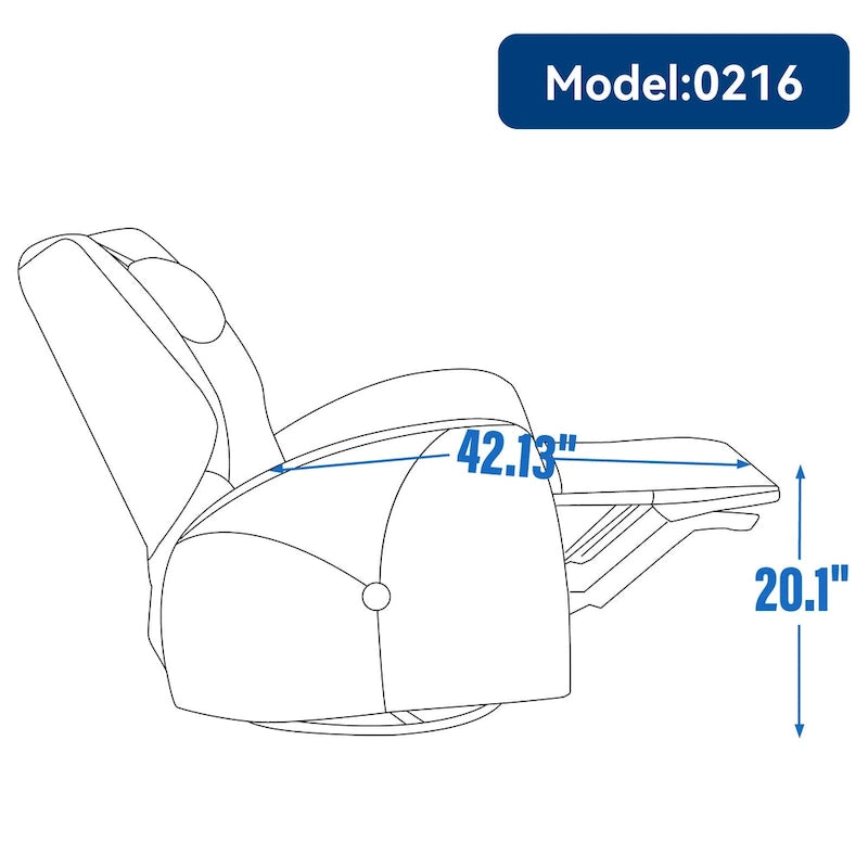 Fauteuil inclinable électrique pivotant et à bascule avec coussin de soutien lombaire et cervical, pivotement maximal de 270 degrés, ports USB et Type-C