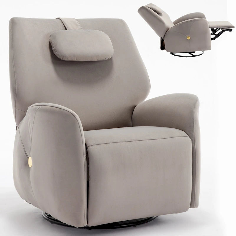 Fauteuil inclinable électrique pivotant et à bascule avec coussin de soutien lombaire et cervical, pivotement maximal de 270 degrés, ports USB et Type-C
