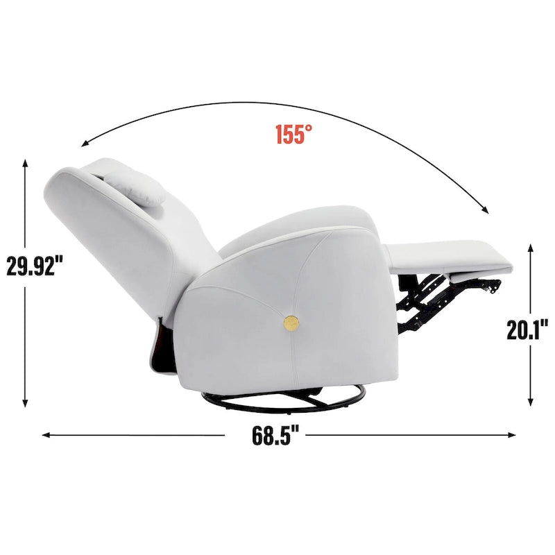 Fauteuil inclinable électrique pivotant et à bascule avec coussin de soutien lombaire et cervical, pivotement maximal de 270 degrés, ports USB et Type-C