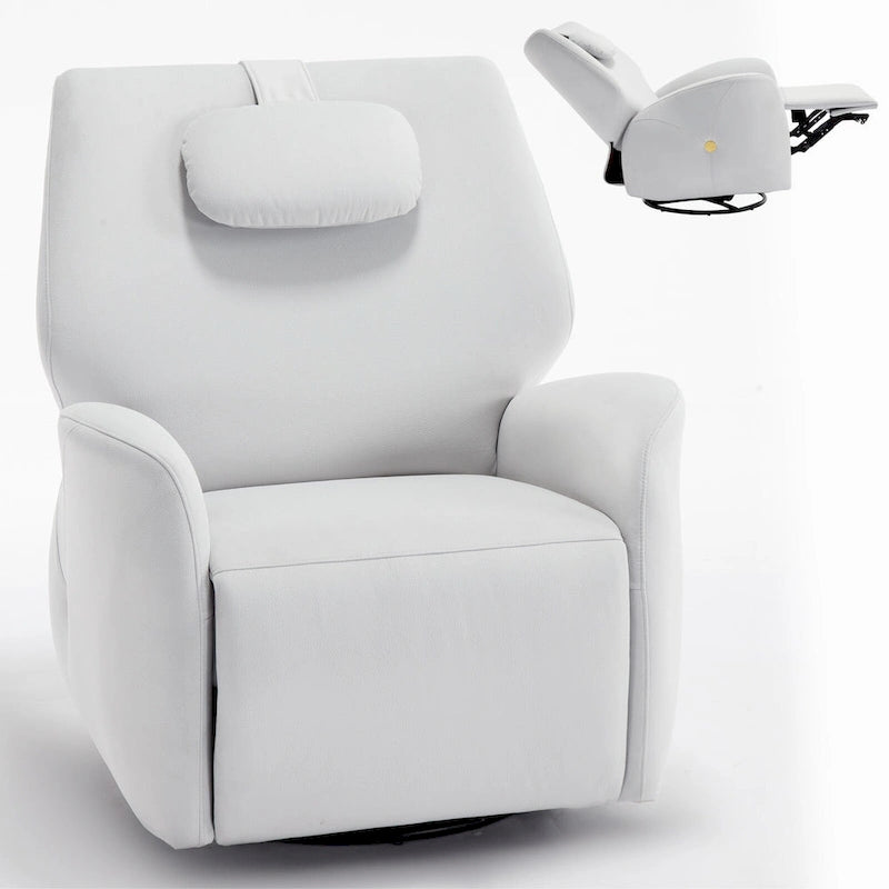 Fauteuil inclinable électrique pivotant et à bascule avec coussin de soutien lombaire et cervical, pivotement maximal de 270 degrés, ports USB et Type-C