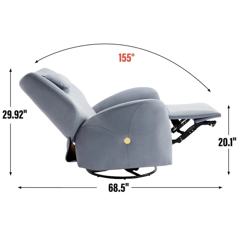 Fauteuil inclinable électrique pivotant et à bascule avec coussin de soutien lombaire et cervical, pivotement maximal de 270 degrés, ports USB et Type-C
