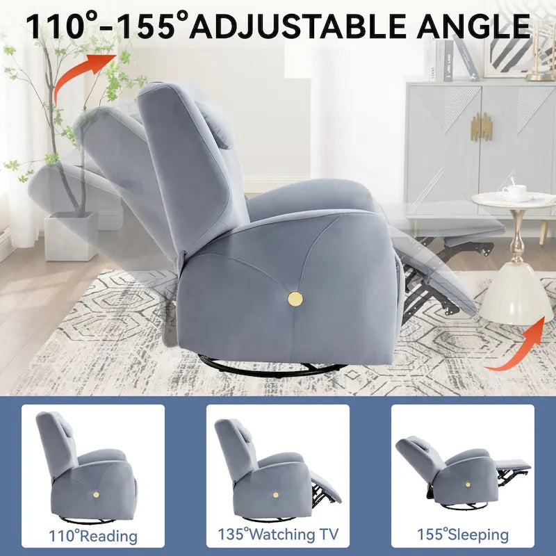 Fauteuil inclinable électrique pivotant et à bascule avec coussin de soutien lombaire et cervical, pivotement maximal de 270 degrés, ports USB et Type-C