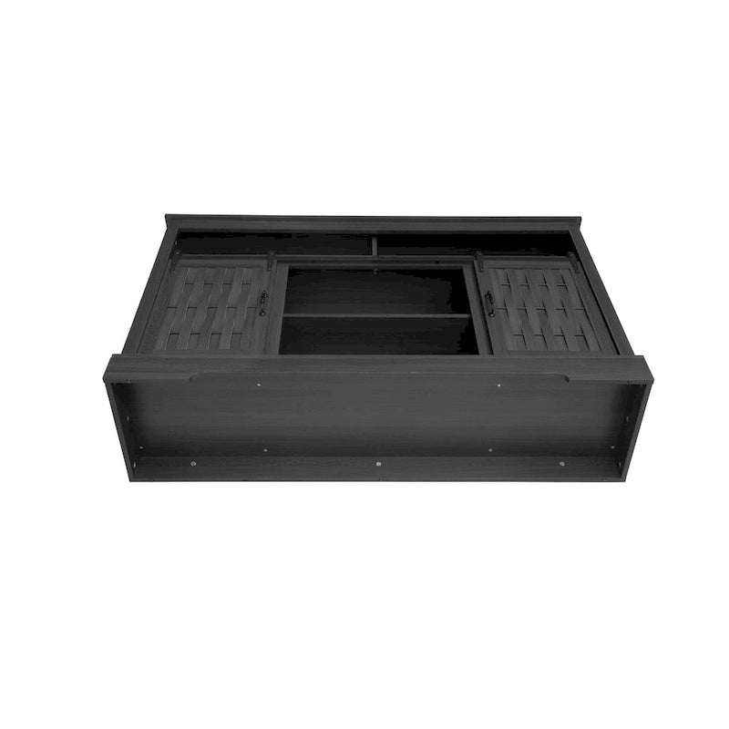 Meuble TV avec cheminée électrique de 58,03 po et portes coulissantes de style grange pour téléviseurs de 65 po max.