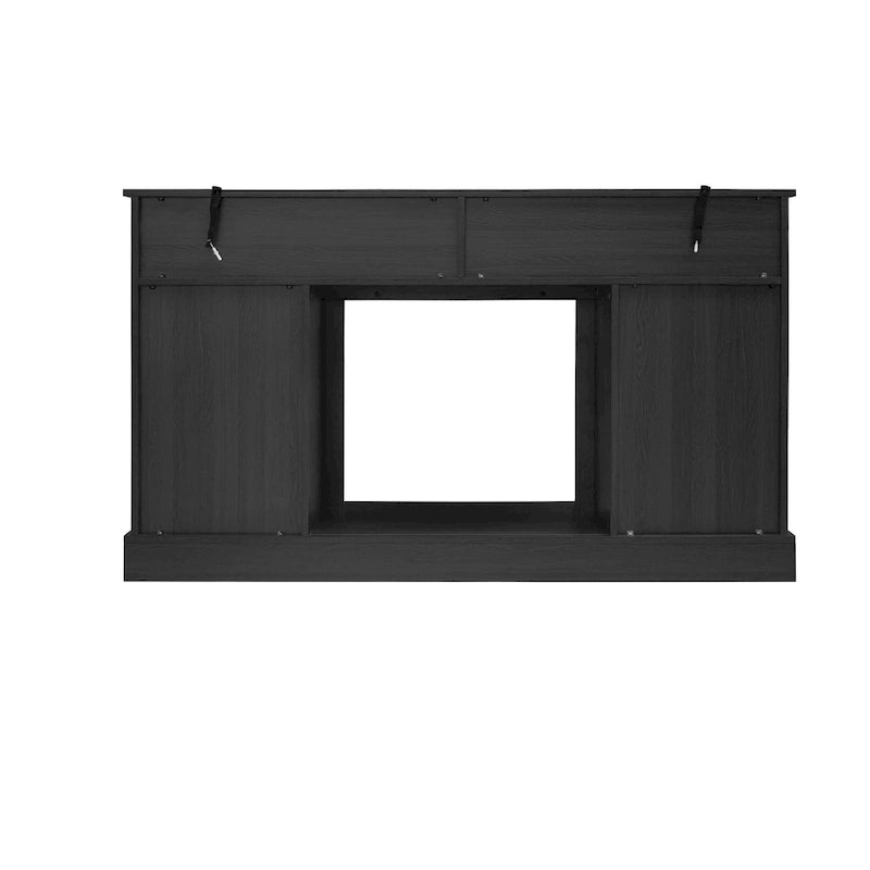 Meuble TV avec cheminée électrique de 58,03 po et portes coulissantes de style grange pour téléviseurs de 65 po max.