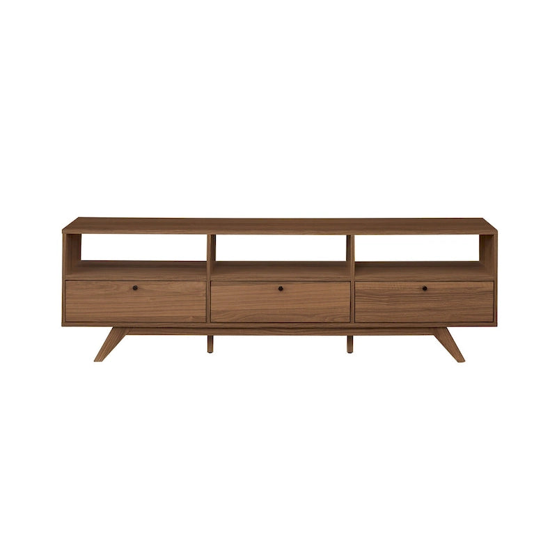 Meuble TV bas scandinave moderne à 3 portes pour TV jusqu'à 80 pouces - Mocha