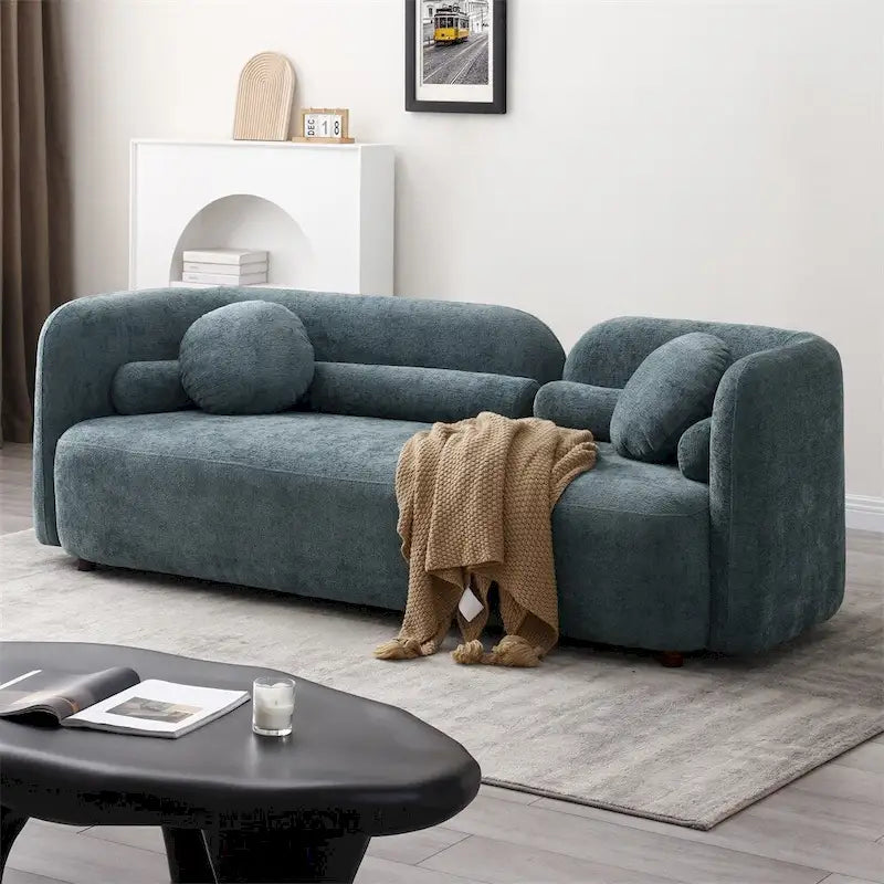 Canapé 3 places moderne, en velours, confortable, avec pieds