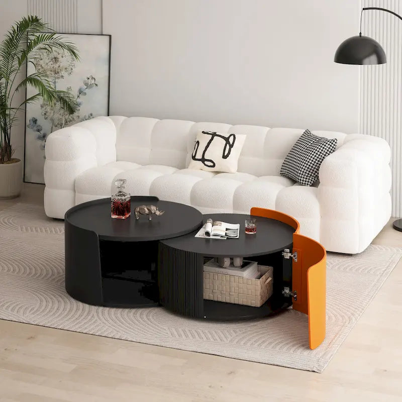 Tables basses gigognes, tables gigognes rondes et tables d'appoint pour petits espaces, tables d'appoint modernes avec plateau coulissant extensible