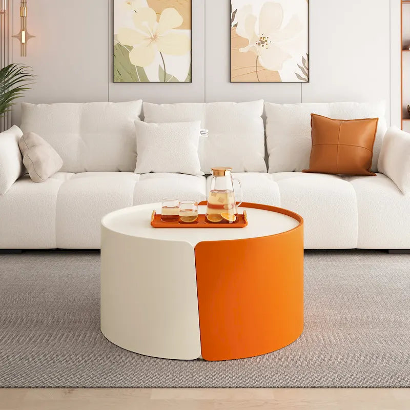 Tables basses gigognes, tables gigognes rondes et tables d'appoint pour petits espaces, tables d'appoint modernes avec plateau coulissant extensible