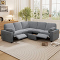 Canapé inclinable sectionnel 89 places avec home cinéma et deux ports USB, deux tiroirs de rangement pour le salon, beige