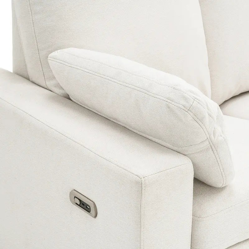 Canapé inclinable sectionnel 89 places avec home cinéma et deux ports USB, deux tiroirs de rangement pour le salon, beige