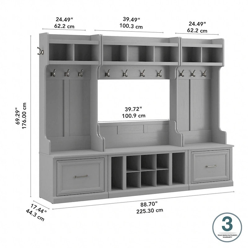 Ensemble de rangement complet Woodland avec porte-manteau par Bush Furniture
