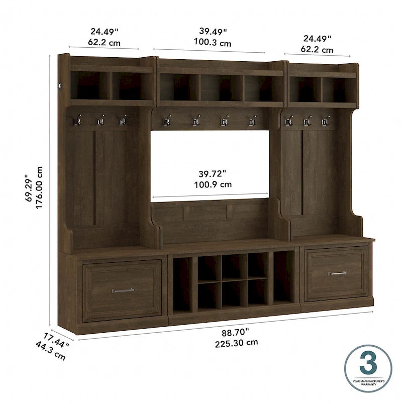 Ensemble de rangement complet Woodland avec porte-manteau par Bush Furniture