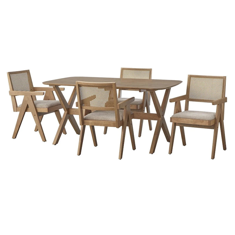 Ensemble repas 5 pièces avec fauteuils en bois massif Baywood de Lifestorey