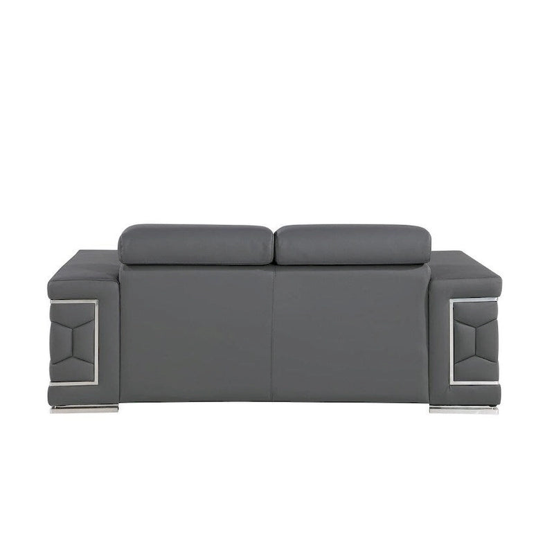 HomeRoots Canapé deux places en cuir véritable gris et argent de 71