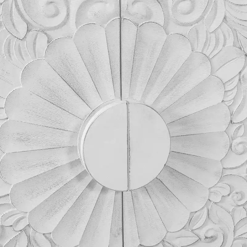 Grand buffet/bahut à tiroirs avec étagères et fleurs sculptées Lily par GDFStudio