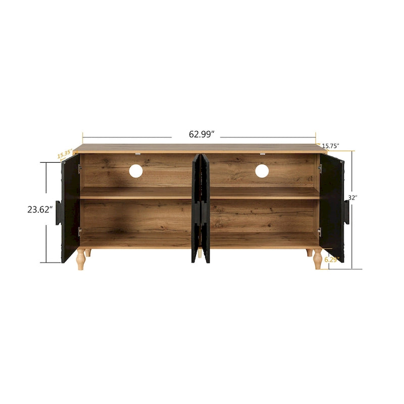 Grand buffet/bahut à tiroirs avec étagères et fleurs sculptées Lily par GDFStudio