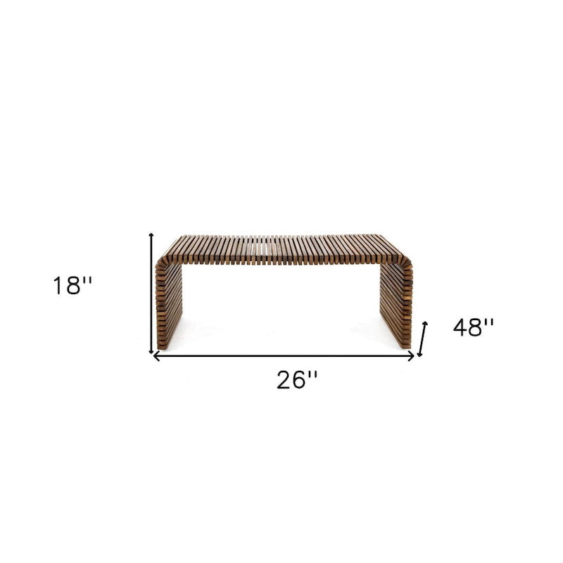 HomeRoots Table basse à rayures en bois massif marron 26 po - 26 X 18 X 48 po
